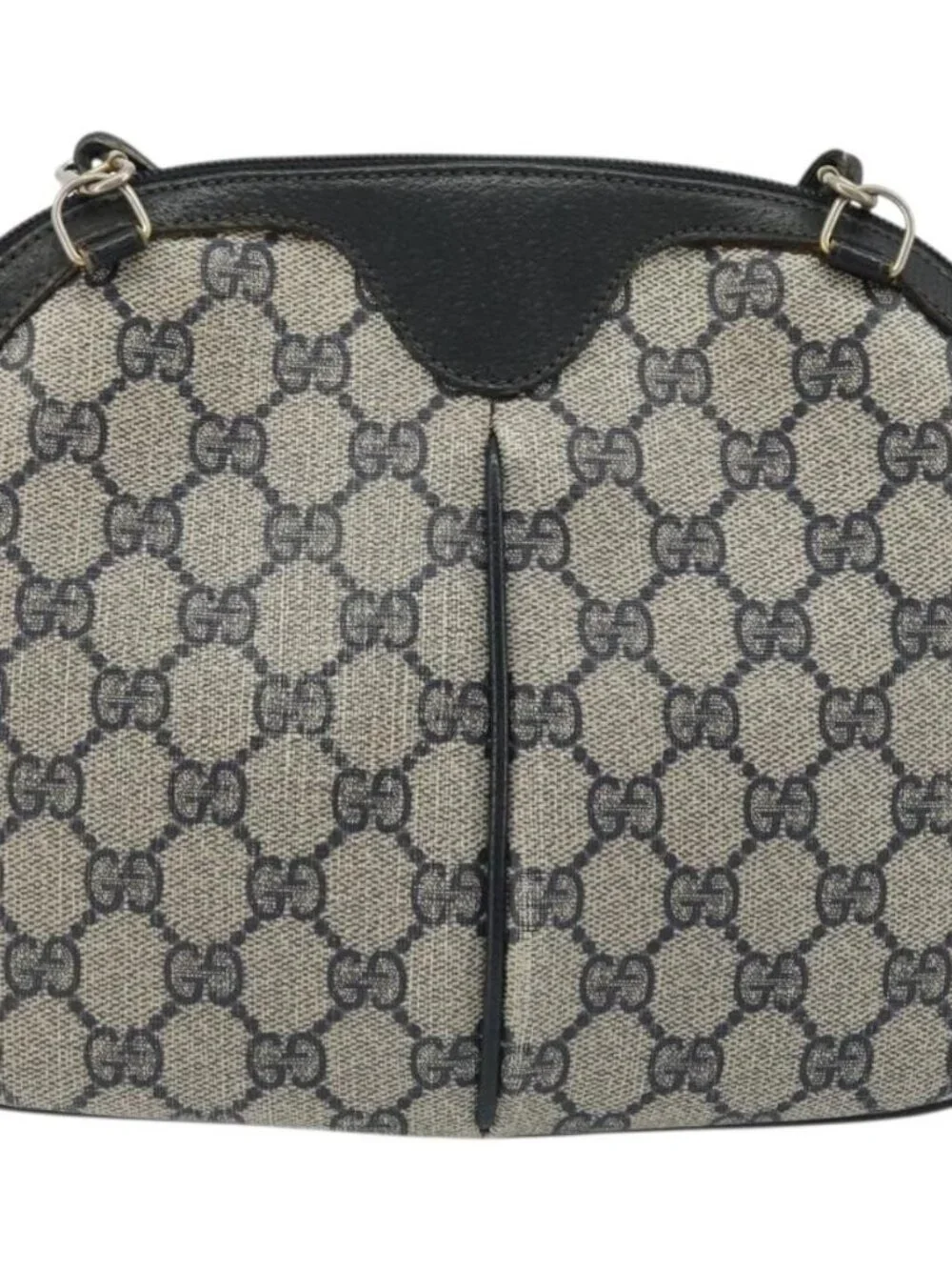 GUCCI GG Supreme Sherry Line Shoulder Bag PVC Navy Gold Auth 175532